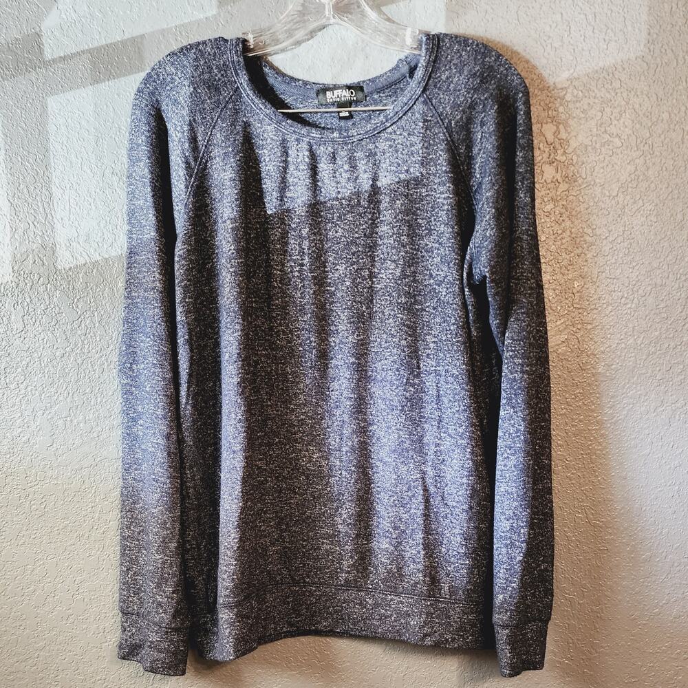 Buffalo David Bitton Royal Blue & Gray Heathered Long Sleeve Sweater Shirt Med